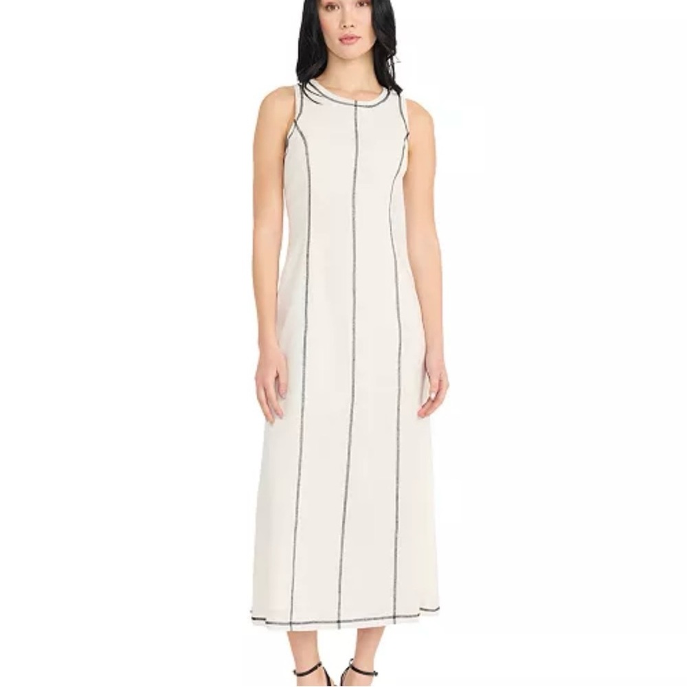 Donna Morgan Cream Maxi Dress with Black Trim Size : M